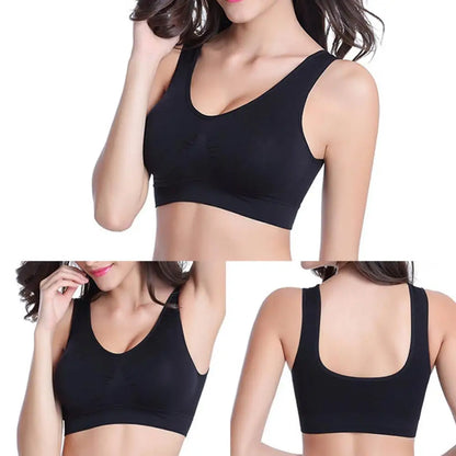 Women Sports Bra V-Neck Stretch Wire Free Pure Color Bra Yoga Sports Crop Tops Sleepwear Ropa Interior Deportiva