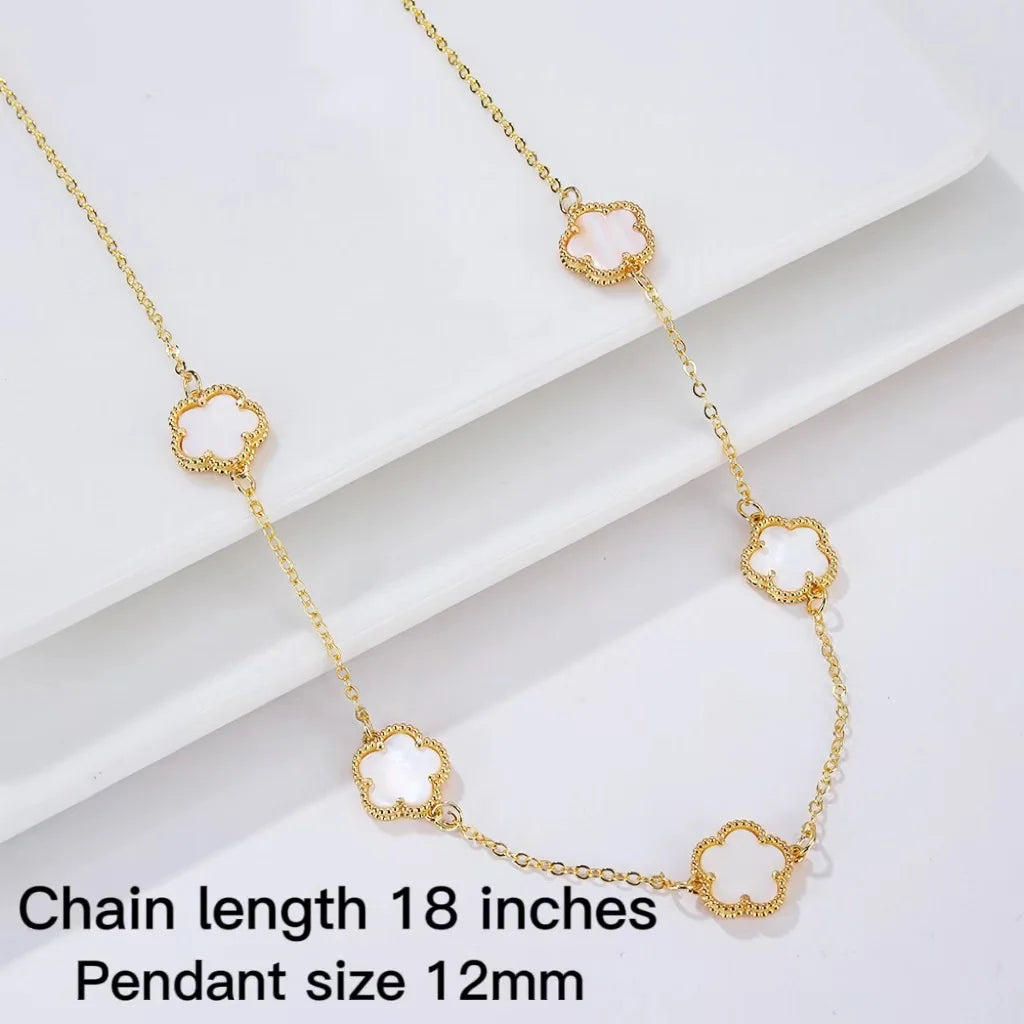 2023 Hot Sale 10 Colors Five-Leaf Flower Set Bracelet Necklace Classic Simple Women Jewelry Set Suitable For Daily Party Wear