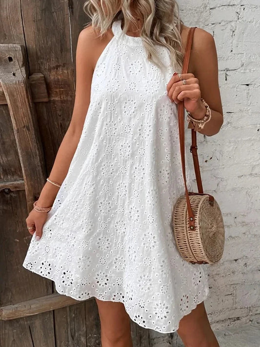 Women's Elegant Mini Dress Summer White Sleeveless Short Dresses Femal Party Dresses For Woman Stylish Clothes 2024 New Year
