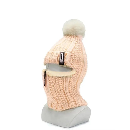 1pcs Warm Hat Knitting Plus Fleece Hair Five Gold Zipper Ear Protection Riding Cap