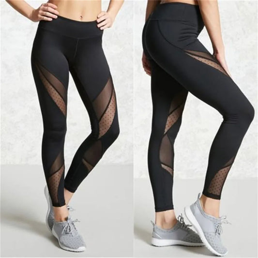 Leggings Women high Waist Mesh Patchwork Sports Leggings Stretch Gym Woman Fitness Leggins Running Pants