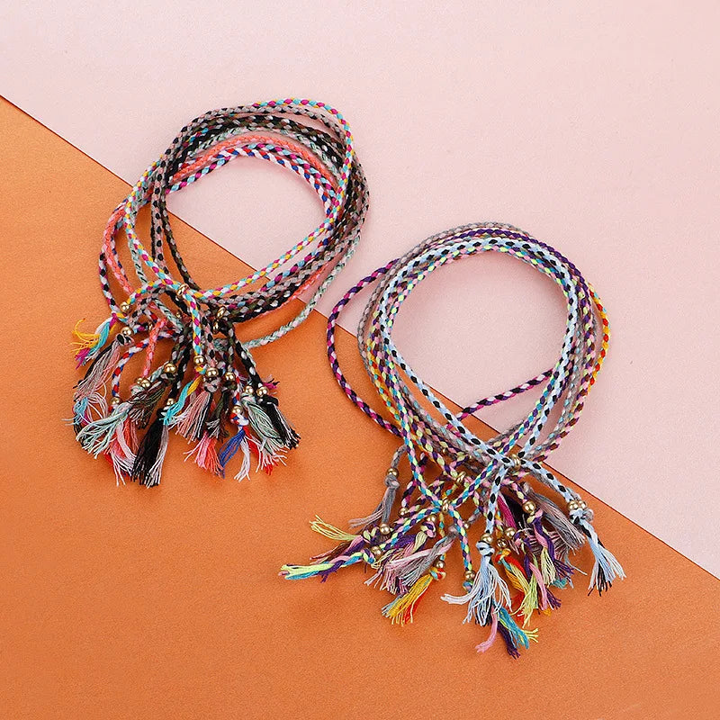 1pcs Women Men Handmade Tassel Knots Thread Rope Bracelet Ethnic Jewelry for Meetvii Lucky Tibetan String Bracelets &amp; Bangles