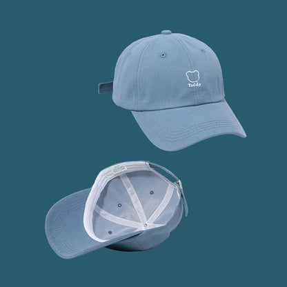 Fashion Bear Embroidery Solid Breathable Women Girls Baseball Hats 2022 Unisex Men Boys Baseball Cap Sunscreen Baseball Hat